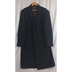 Chaps Mens Black Wool Blend Overcoat Topcoat Size 42R Professional Dress